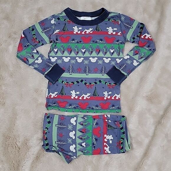 DISNEY X HANNA ANDERSSON 2-PIECE MICKEY MOUSE CHRISTMAS HOLIDAY PAJAMAS, SIZE 4 - Picture 1 of 7